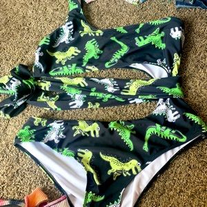 Dinosaur monokini with tie on side